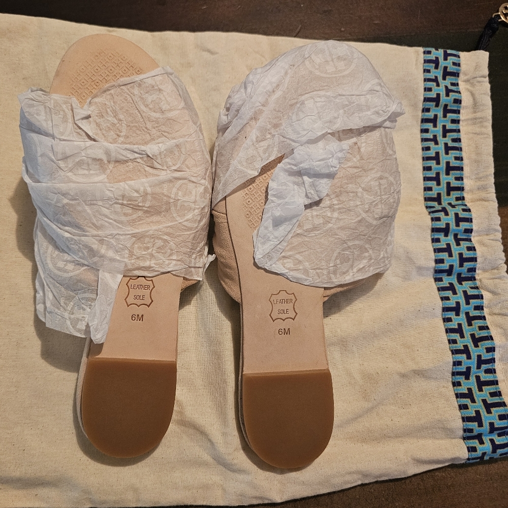 TORY BURCH Annabelle Bow Suede Slide Flat Sandals Size 6 ***NEW*** with Bag
